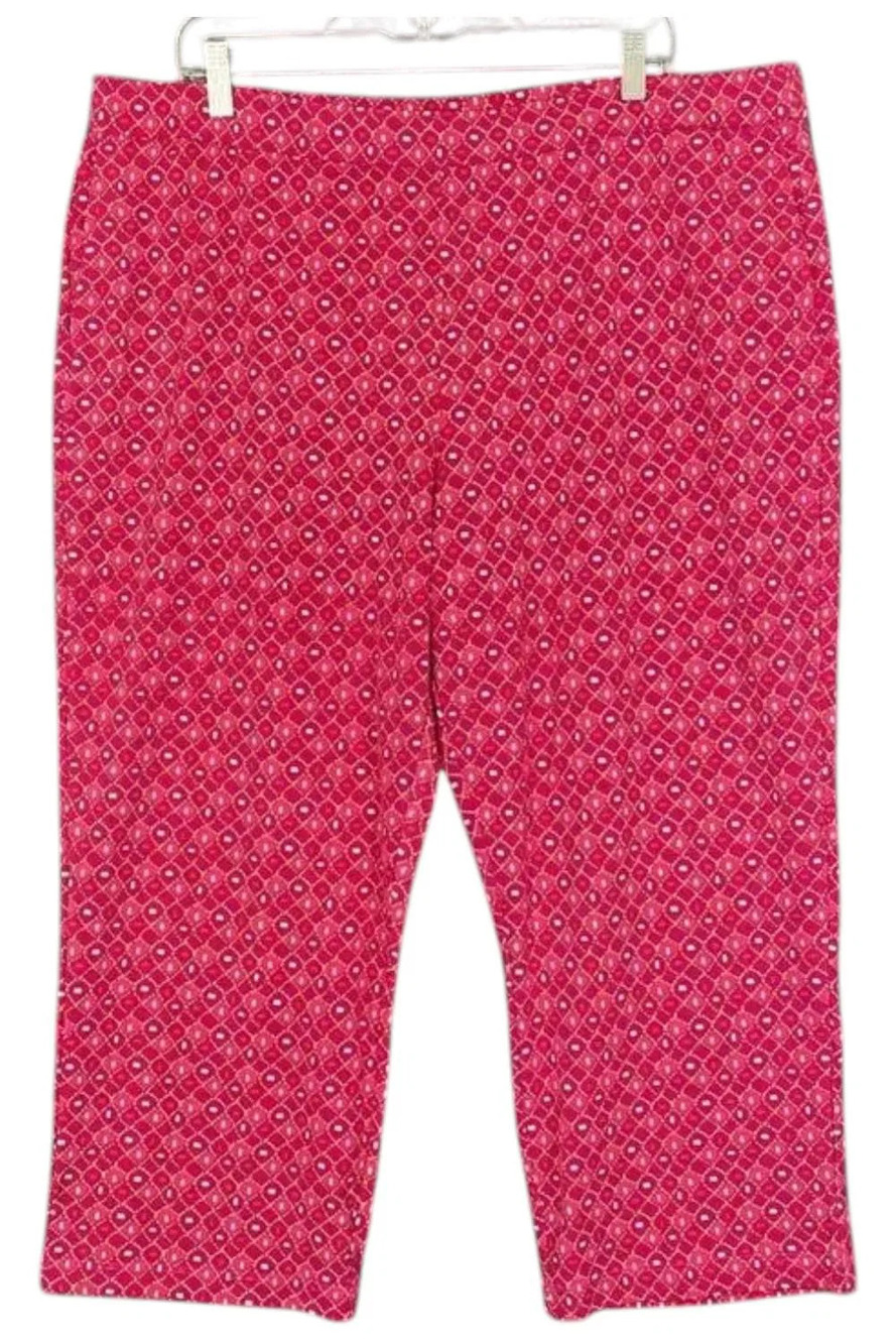 GRAVER Susan Graver Women's Printed LK Fusion Pull-On Crop Pants Pink - Regular